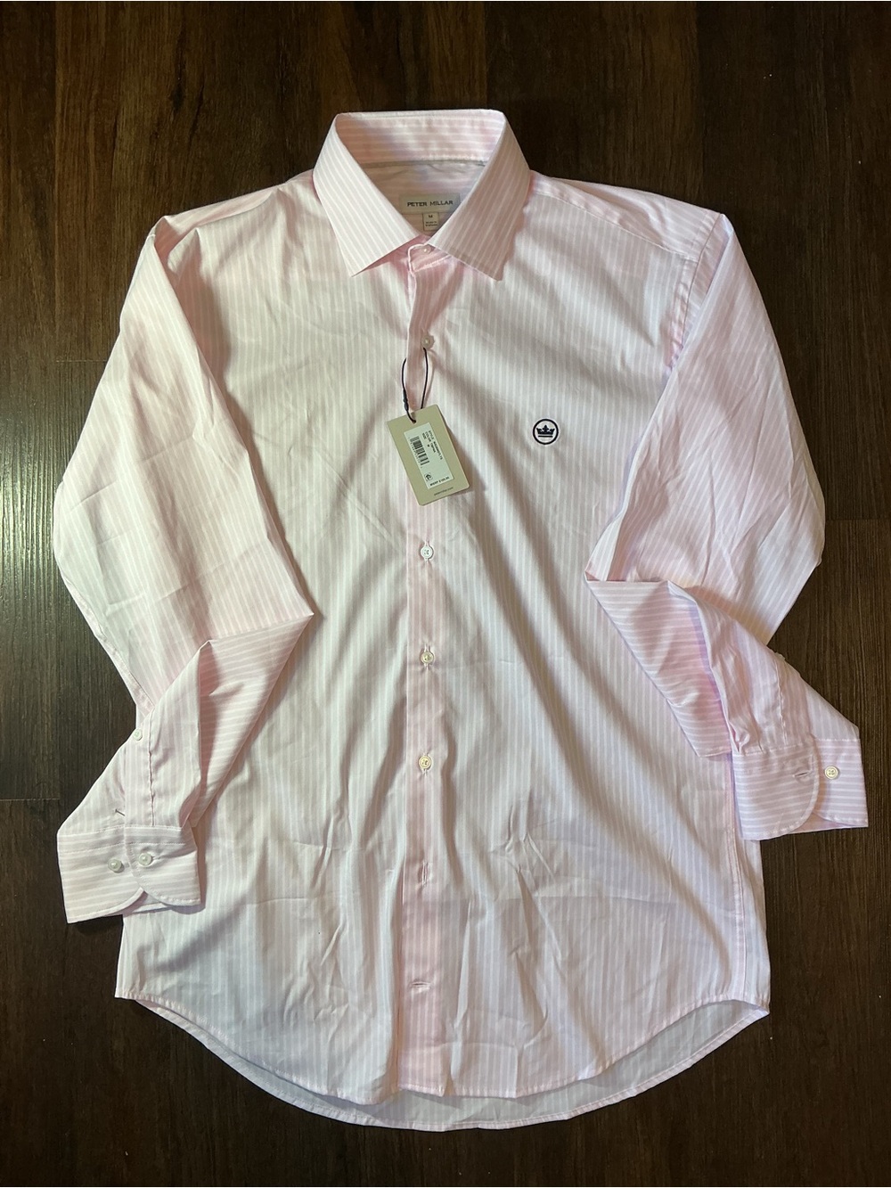 Peter Millar Langley Crown Cotton-Stretch Shirt: Teaberry Pink NWT Medium